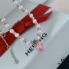 692fdd0b99f2d84055c8b3d3 HEFANG Jewelry Peach Juice Ice Short Necklace, 925 Sterling Silver Love Pendant Collar Chain, Xiaomi Beads Necklace, Same Style as Shen Mengchen