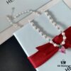 692fdd0c99f2d84055c8b3d5 HEFANG Jewelry Peach Juice Ice Short Necklace, 925 Sterling Silver Love Pendant Collar Chain, Xiaomi Beads Necklace, Same Style as Shen Mengchen