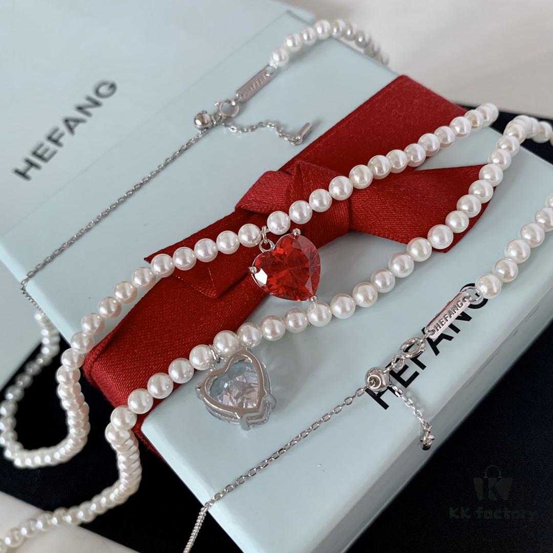 692fdd0f99f2d84055c8b3d9 HEFANG Jewelry Crystal Heart Necklace, 925 Sterling Silver Adjustable Pendant Chain, Shenyao Mengchen's Style Dainty Collar with Tiny Beads, Two Colors Available