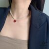 692fdd1299f2d84055c8b3de HEFANG Jewelry Crystal Heart Necklace, 925 Sterling Silver Adjustable Pendant Chain, Shenyao Mengchen's Style Dainty Collar with Tiny Beads, Two Colors Available