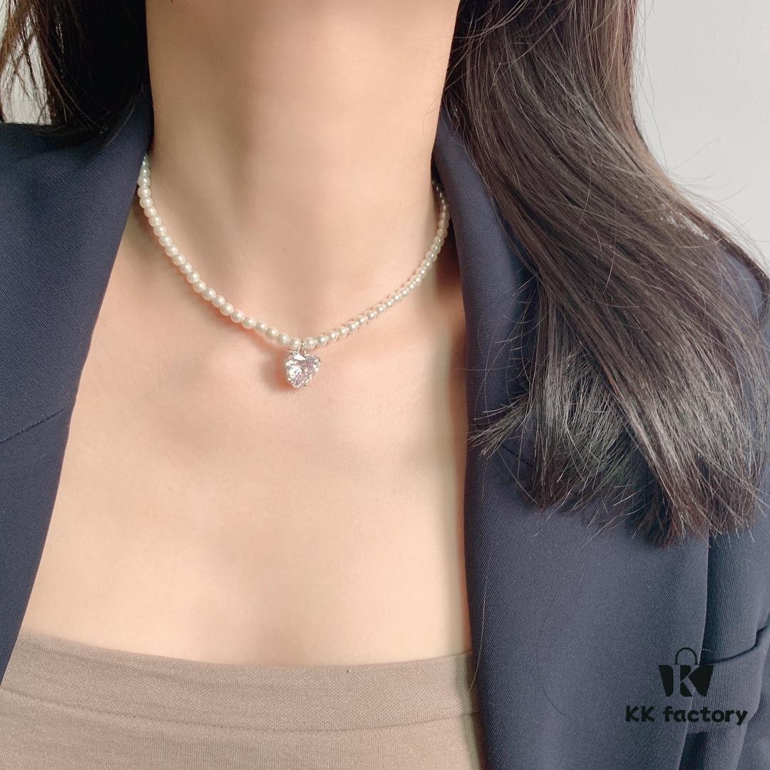 692fdd1399f2d84055c8b3e0 HEFANG Jewelry Crystal Heart Necklace, 925 Sterling Silver Adjustable Pendant Chain, Shenyao Mengchen's Style Dainty Collar with Tiny Beads, Two Colors Available