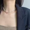 692fdd1899f2d84055c8b3e7 HEFANG Jewelry Peach Juice Ice Short Necklace, 925 Sterling Silver Love Pendant Collar Chain, Xiaomi Beads Necklace, Same Style as Shen Mengchen