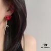 692fdd1b99f2d84055c8b3f0 HEFANG Jewelry Red Heart Ribbon Earrings, High-Grade Silver with Logo