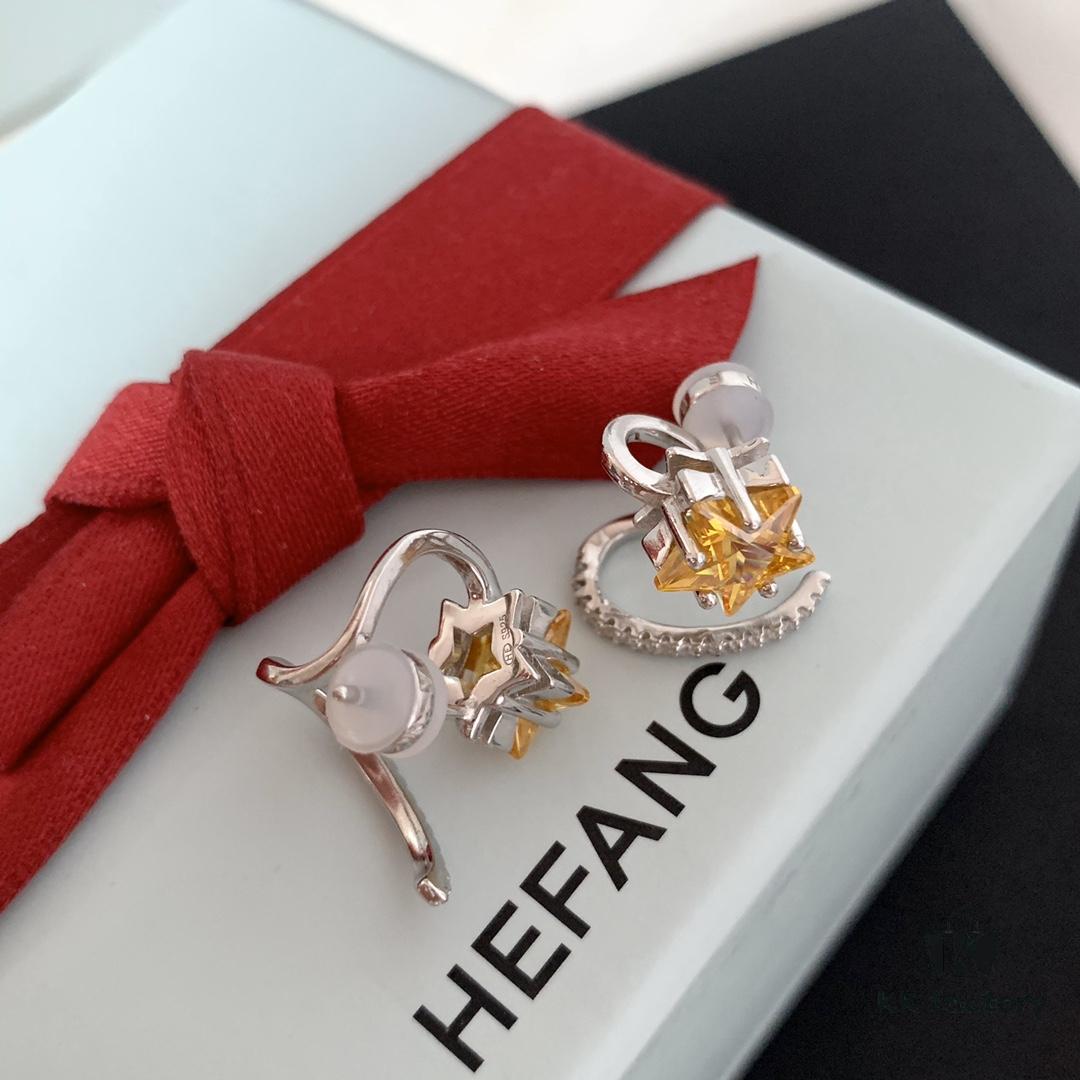 692fdd2199f2d84055c8b3fa HEFANG Jewelry Meteor Star ⭐️ Yangtao Earrings, Sweet and Stylish, High-Quality Silver Version with Logo