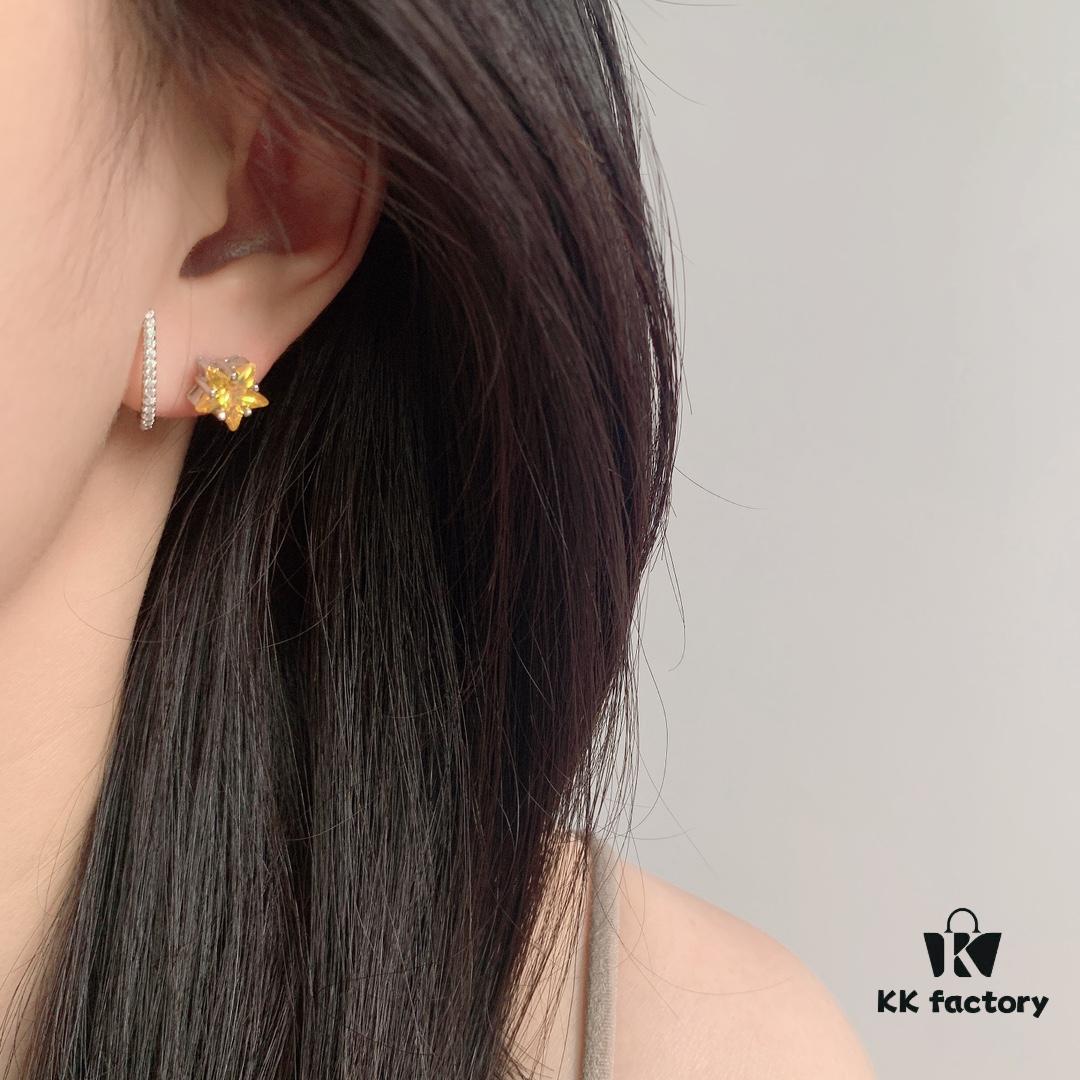 692fdd2299f2d84055c8b3fd HEFANG Jewelry Meteor Star ⭐️ Yangtao Earrings, Sweet and Stylish, High-Quality Silver Version with Logo