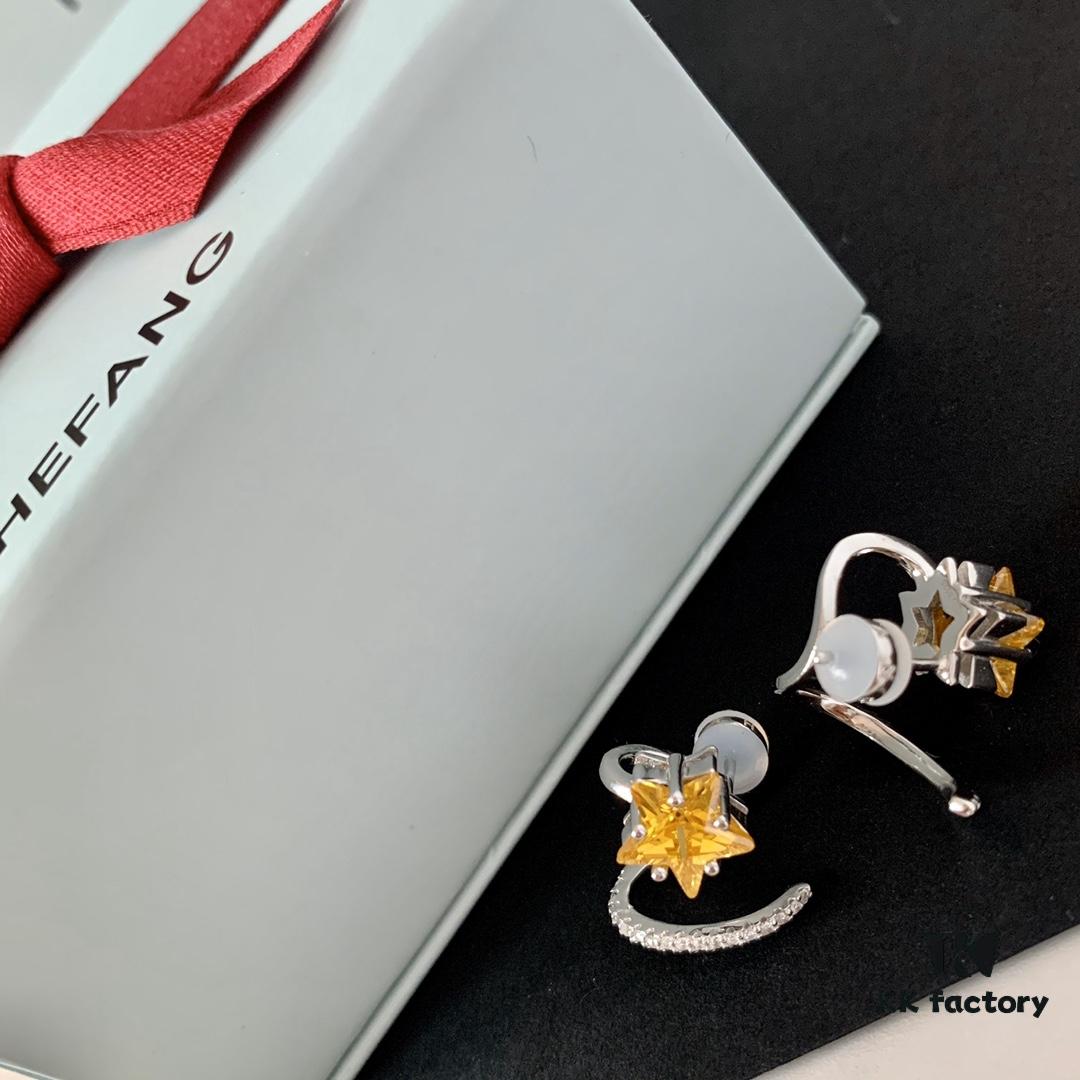 692fdd2699f2d84055c8b407 HEFANG Jewelry Meteor Star ⭐️ Yangtao Earrings, Sweet and Stylish, High-Quality Silver Version with Logo