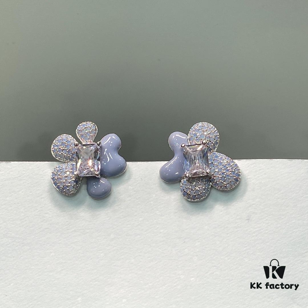692fdd3199f2d84055c8b421 New Arrival He Fang Blue Star Flower Stud Earrings, Fashionable and Unique Design, Minimalist Earrings Jewelry Gift for Girlfriend