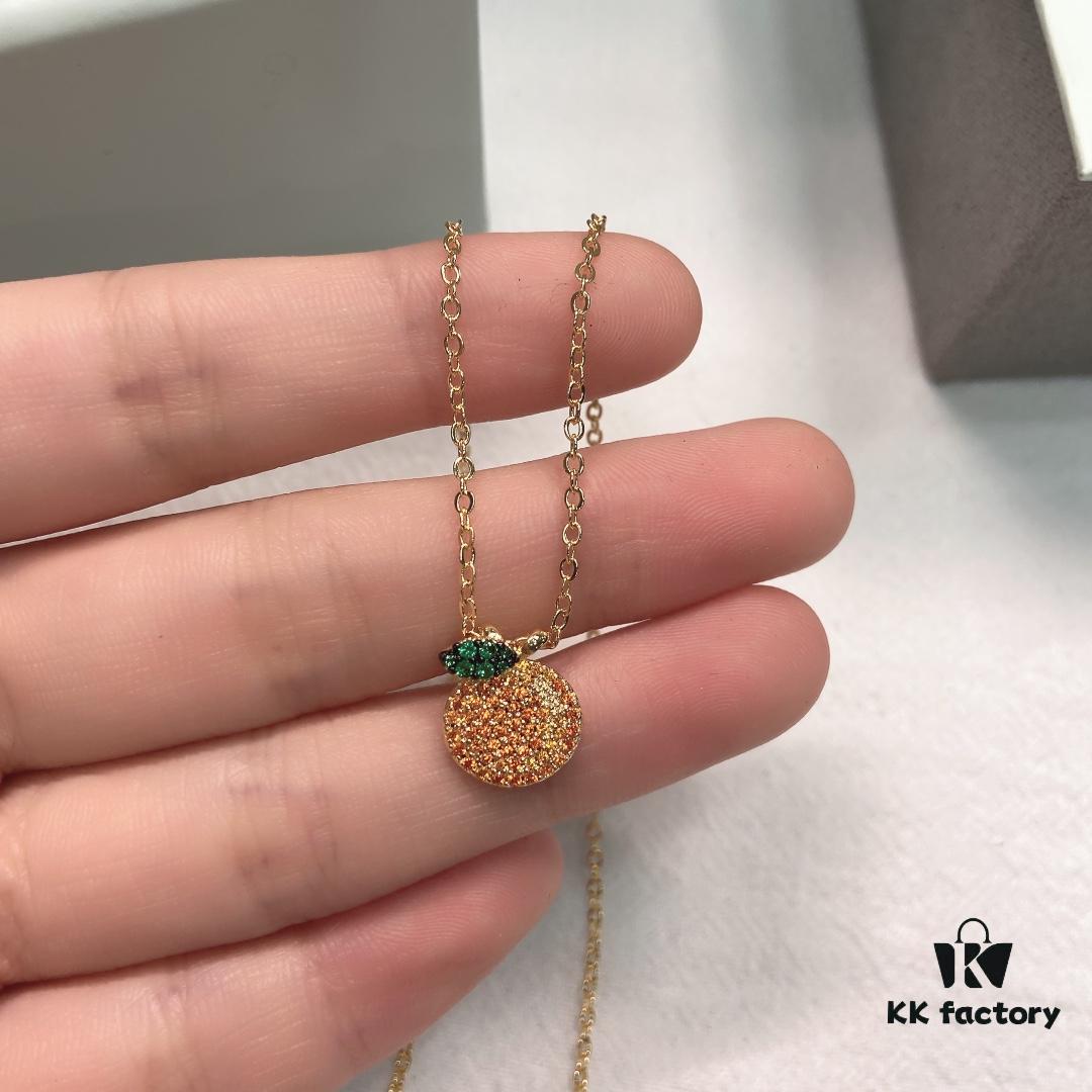 He Fang Da Ju Da Li Collarbone Chain, Same Style as Qiao Xin's Orange Citrus Necklace