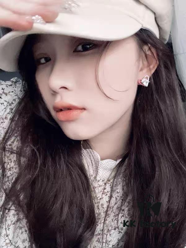 692fdd4099f2d84055c8b444 New Arrival❤️ HEFANG Jewelry - Barbie ✨ New Collection - Ice Blue & Barbie Pink Stud Earrings ✨ Model Wearing Effect Image