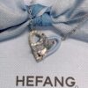 New Arrival ❤️ HEFANG Jewelry Barbie ✨ Ice Blue Sweetheart Necklace ✨ Model Wearing Effect Image