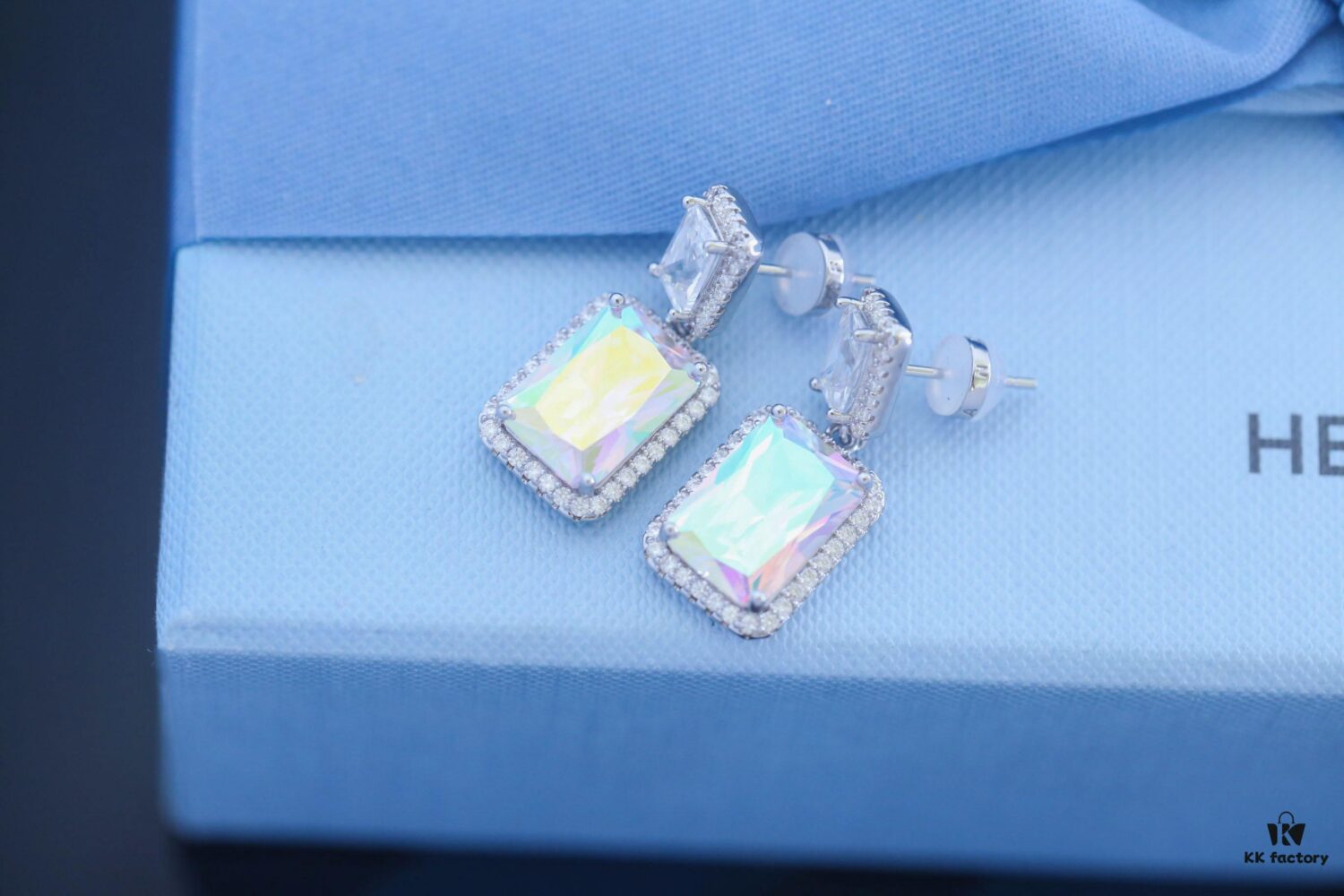 692fddbb99f2d84055c8b534 HEFANG Aurora Square Candy Earrings, Luxury Sparkling Minimalist Design Studs, Unique Ear Accessories for Gifting
