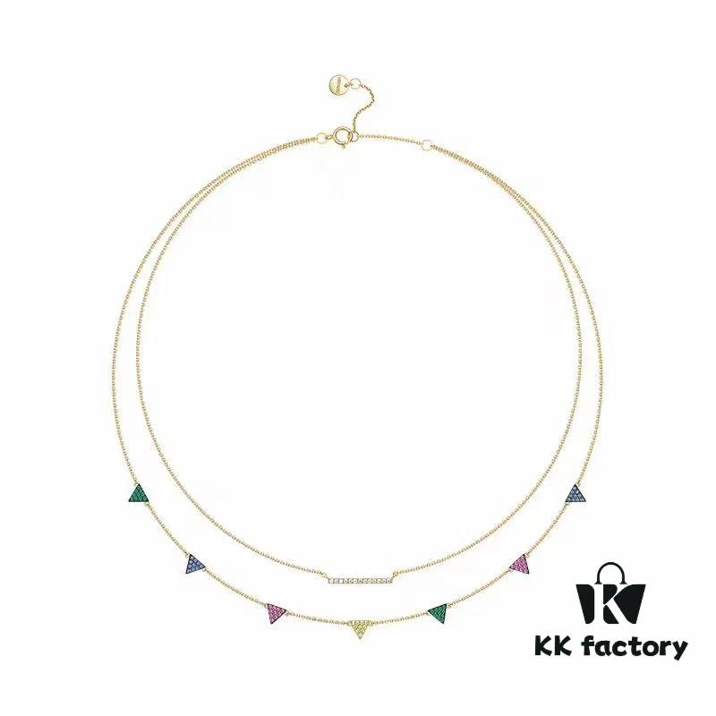 He Fang Double-Layer Colorful Pendant Necklace