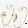 He Fang Mini Cutlery Bracelet, Elegant Open Bangle, Gift for Best Friend, Same Style as Luo Ying's Accessory for Women