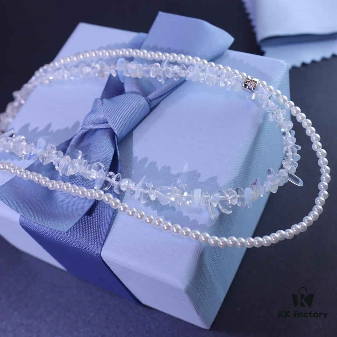 692fde8a99f2d84055c8b653 He Fang New Arrival Moonlight White Double-Layer Necklace
