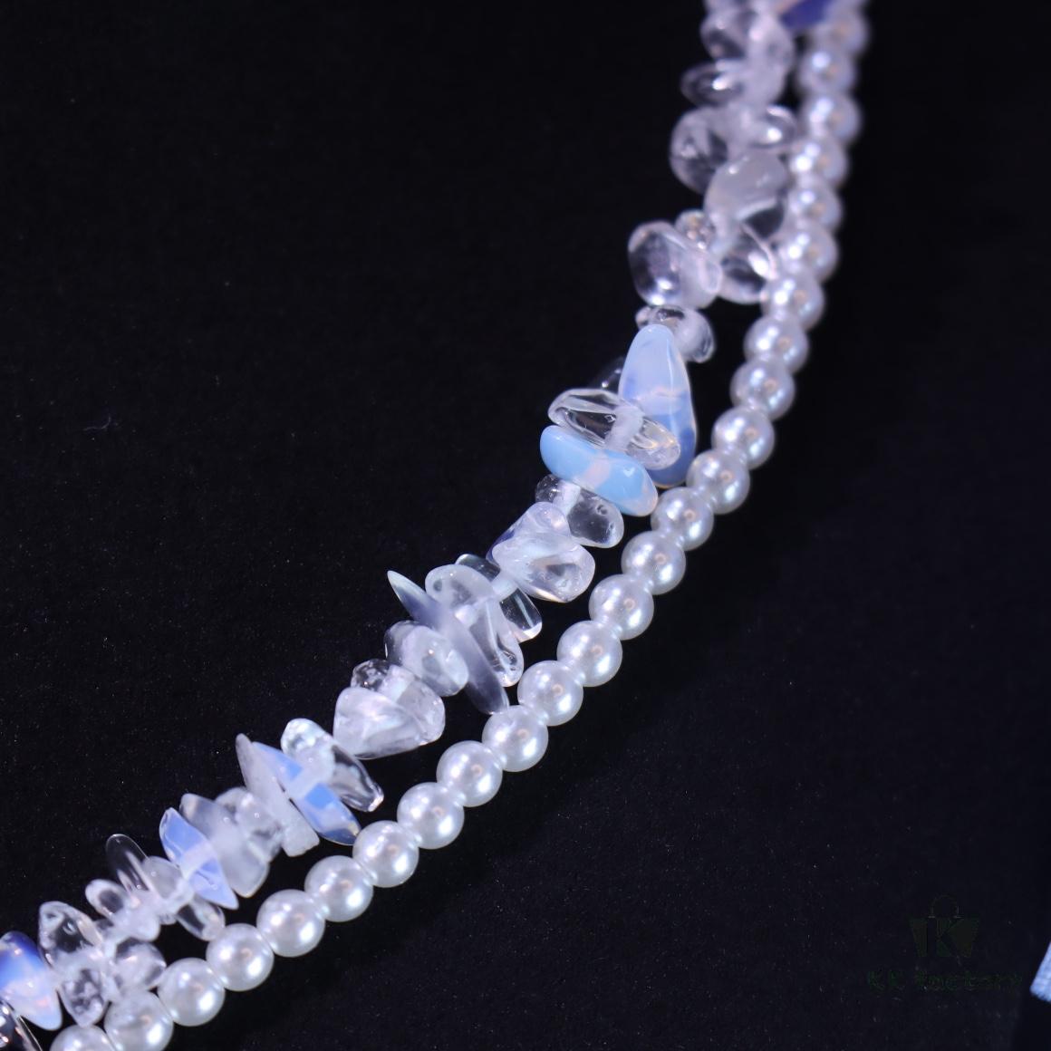 692fde8b99f2d84055c8b654 He Fang New Arrival Moonlight White Double-Layer Necklace