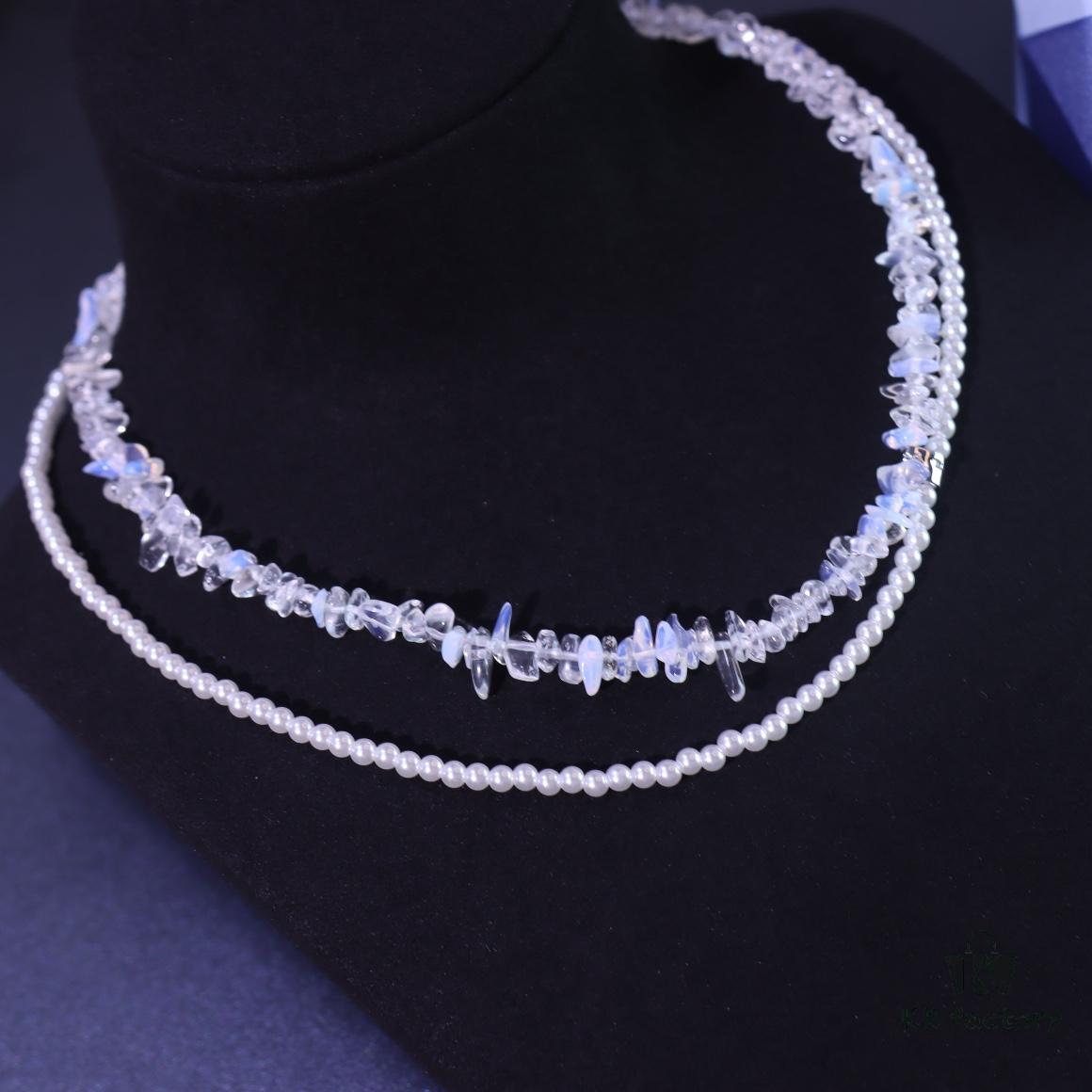 692fde8c99f2d84055c8b655 He Fang New Arrival Moonlight White Double-Layer Necklace