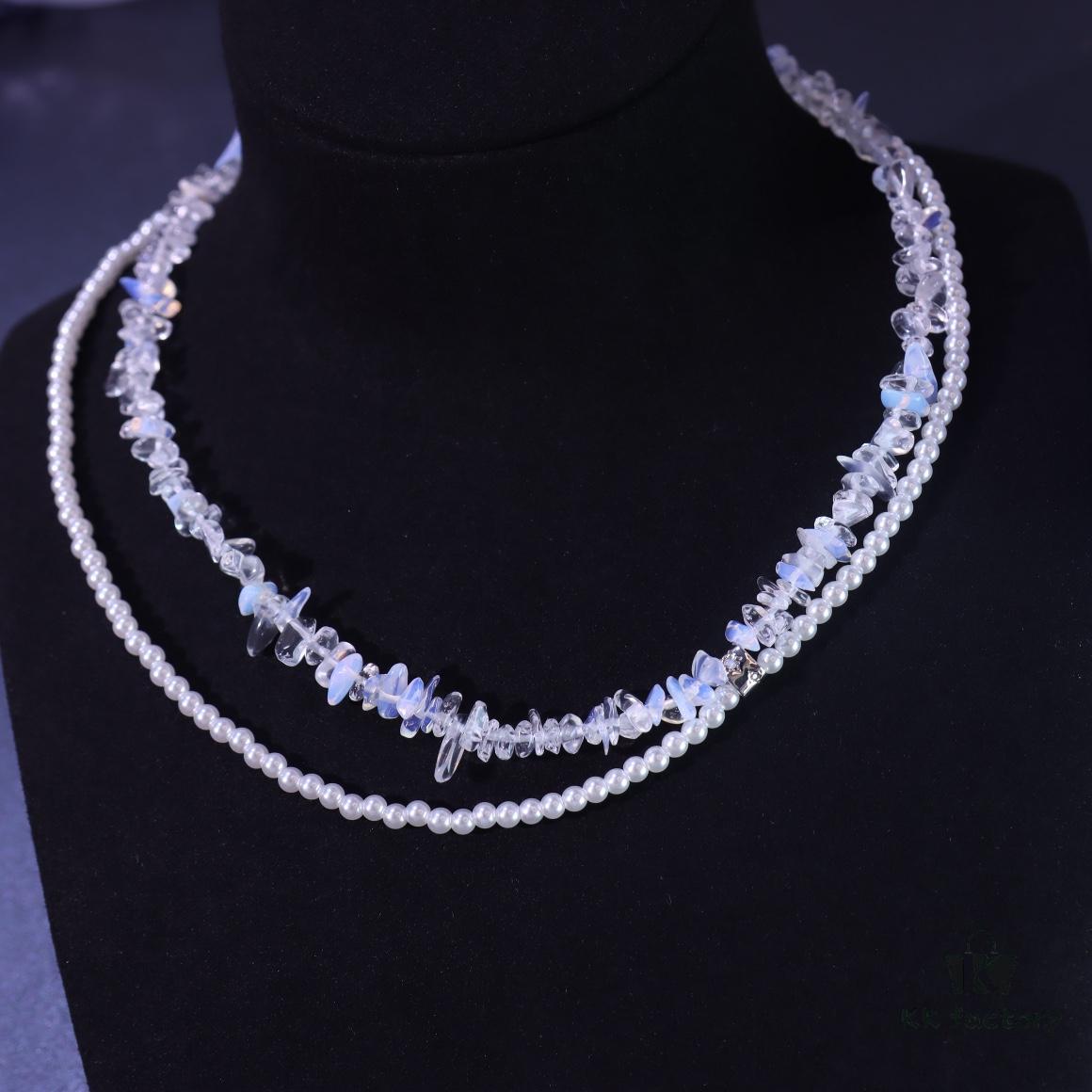 692fde8d99f2d84055c8b656 He Fang New Arrival Moonlight White Double-Layer Necklace