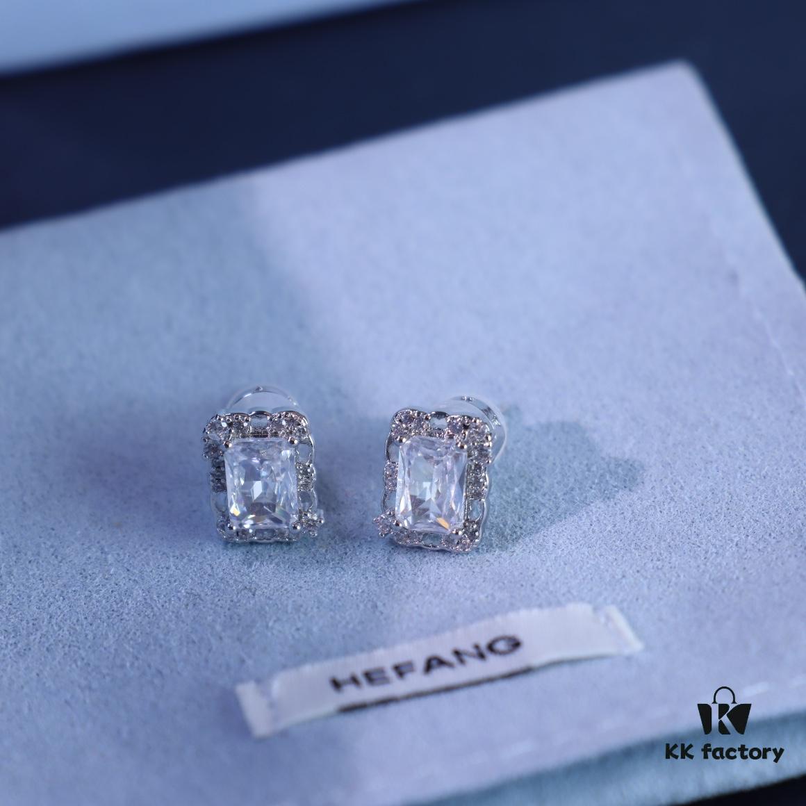 Hefang New Nebula Sugar Cube Stud Earrings