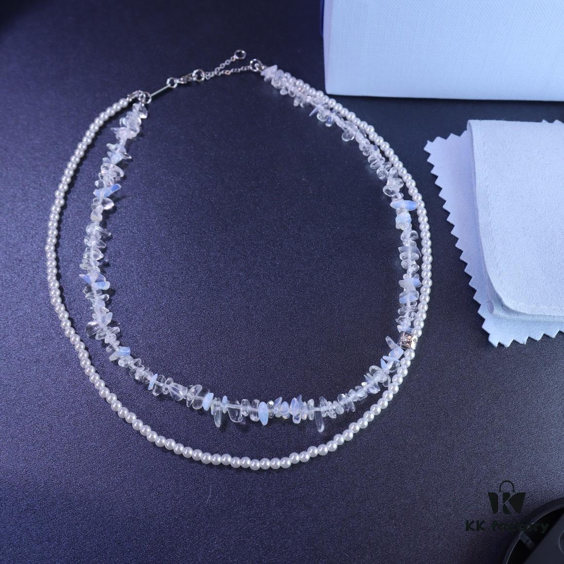 692fdeb199f2d84055c8b67d He Fang New Arrival Moonlight White Double-Layer Necklace