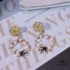 Hexagon New Arrival Garden Series Flower Basket Swallow Earrings, Honey Iris Studs