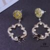Hexagon New Arrival Garden Series Flower Basket Swallow Earrings, Honey Iris Studs