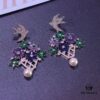 692fded499f2d84055c8b6a6 Hexagon New Arrival Garden Series Flower Basket Swallow Earrings, Honey Iris Studs