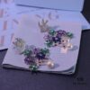 692fded899f2d84055c8b6ab Hexagon New Arrival Garden Series Flower Basket Swallow Earrings, Honey Iris Studs