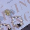 Hexagon New Arrival Garden Series Flower Basket Swallow Earrings, Honey Iris Studs