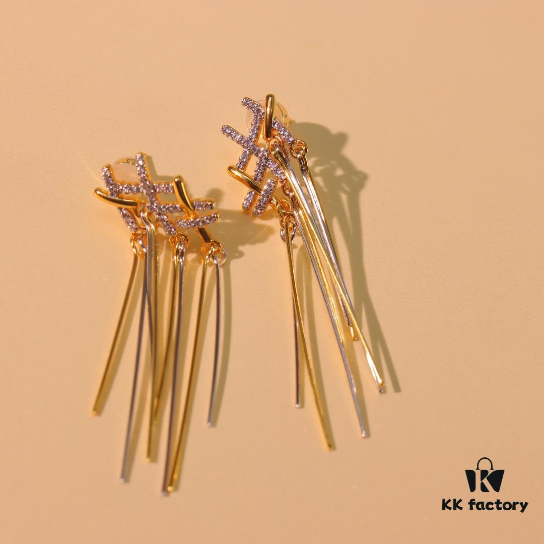 692fdf1699f2d84055c8b6ea He Fang New Braided Tassel Stud Earrings