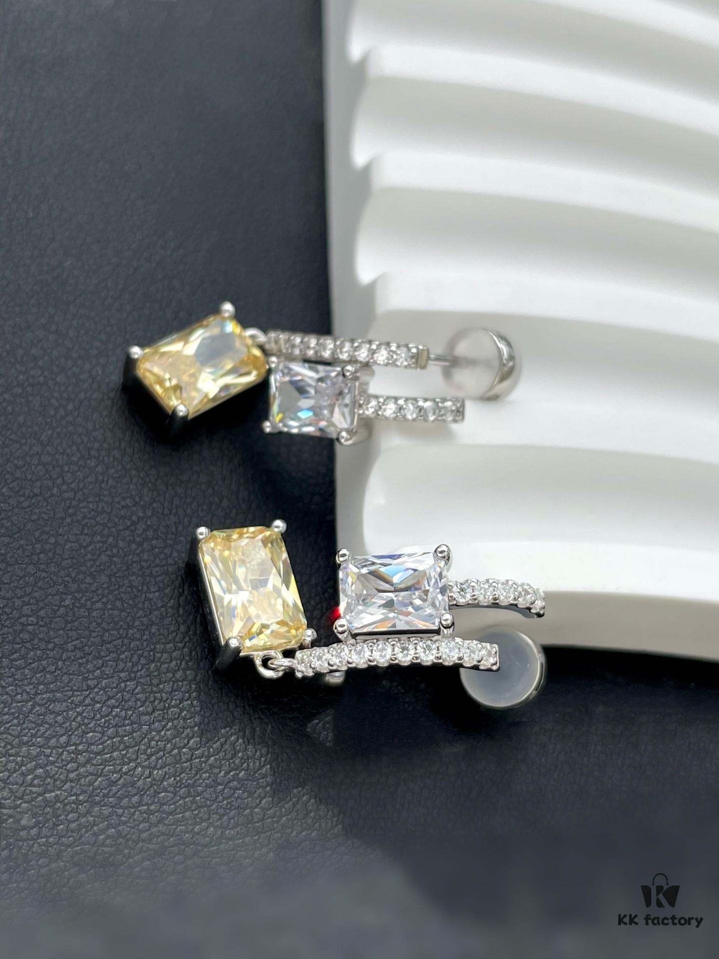 692fdf8299f2d84055c8b762 He Fang Aurora Glow Cube Series - Lucky Aurora S925 Silver Earrings