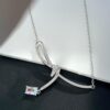 692fdf9199f2d84055c8b772 He Fang Aurora Ribbon Knot Collarbone Necklace, Exquisitely Crafted from S925 Silver with Shimmering Diamond Accents and Colorful Iridescent Cube Pendant