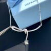 692fdf9299f2d84055c8b773 He Fang Aurora Ribbon Knot Collarbone Necklace, Exquisitely Crafted from S925 Silver with Shimmering Diamond Accents and Colorful Iridescent Cube Pendant