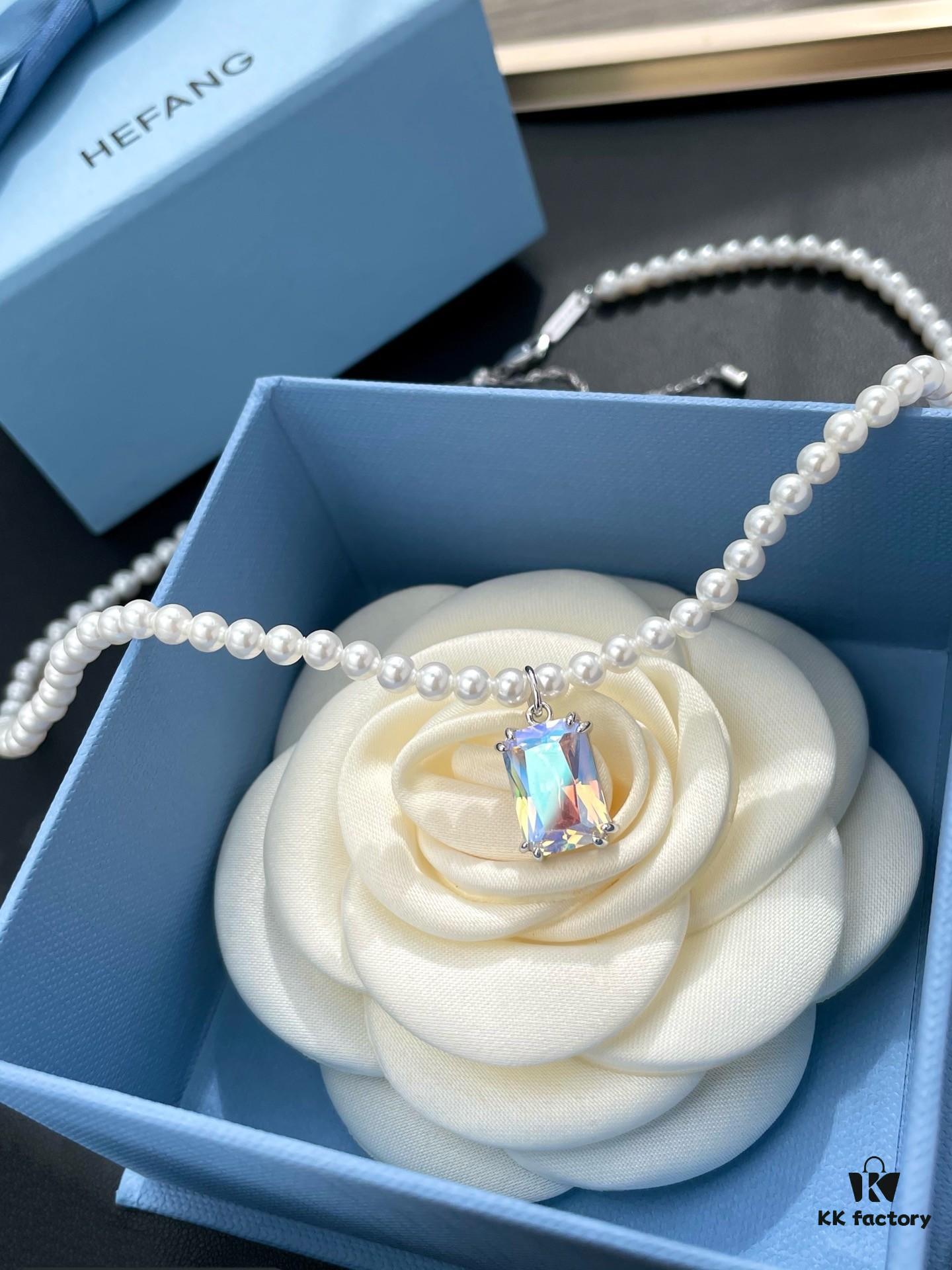692fdf9899f2d84055c8b77b He Fang Lucky Aurora Glow Sugar Cube Series S925 Silver Necklace