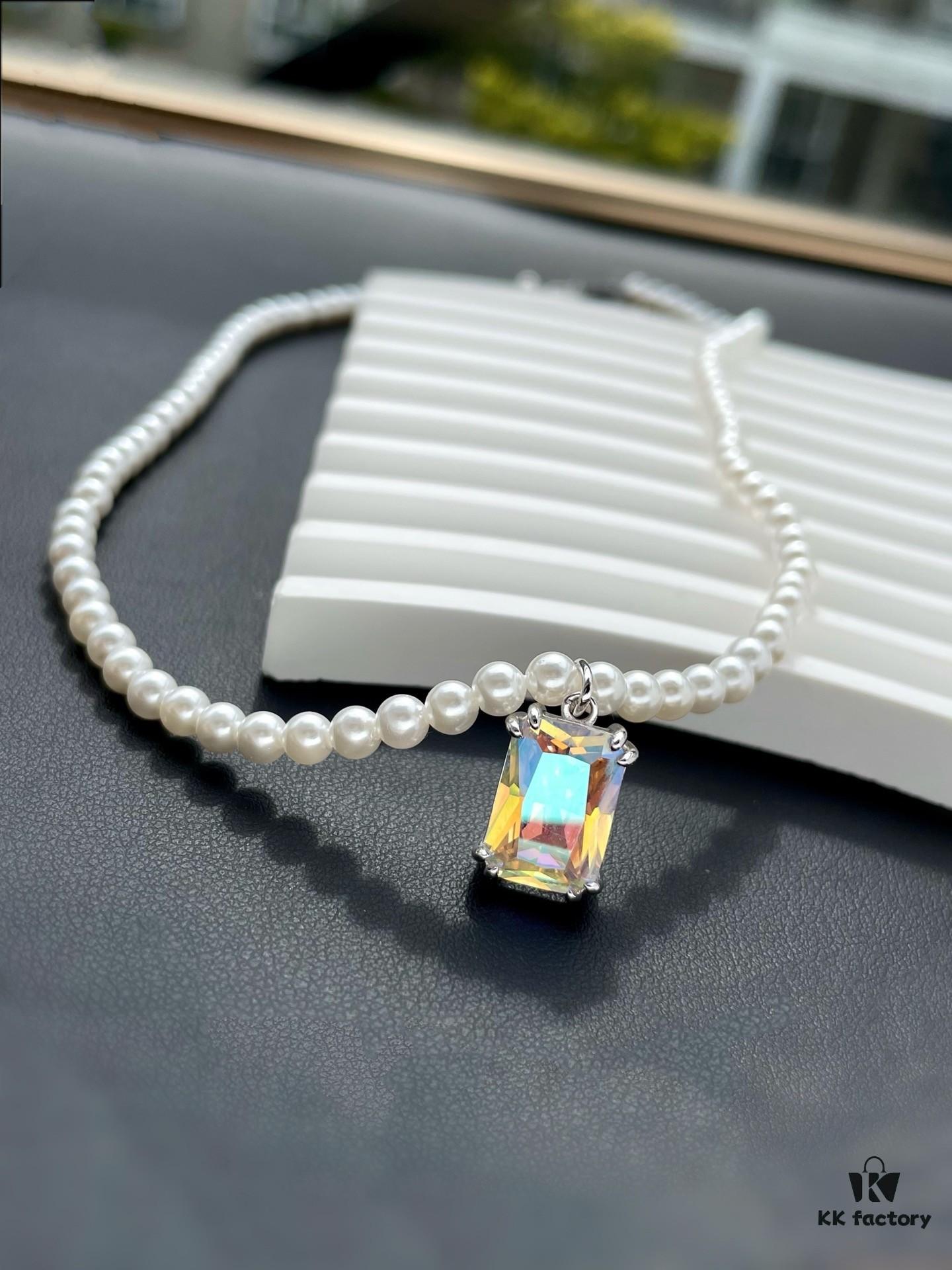 692fdf9899f2d84055c8b77c He Fang Lucky Aurora Glow Sugar Cube Series S925 Silver Necklace