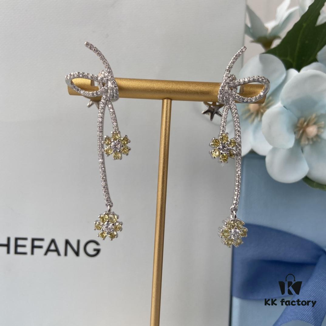 692fdfd499f2d84055c8b7e5 HEFANG Blossom Collection Rose Ribbon Earrings