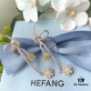 692fdfd799f2d84055c8b7ea HEFANG Blossom Collection Rose Ribbon Earrings