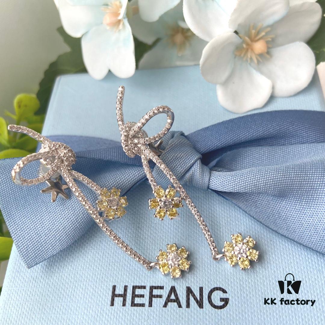 692fdfd799f2d84055c8b7ea HEFANG Blossom Collection Rose Ribbon Earrings