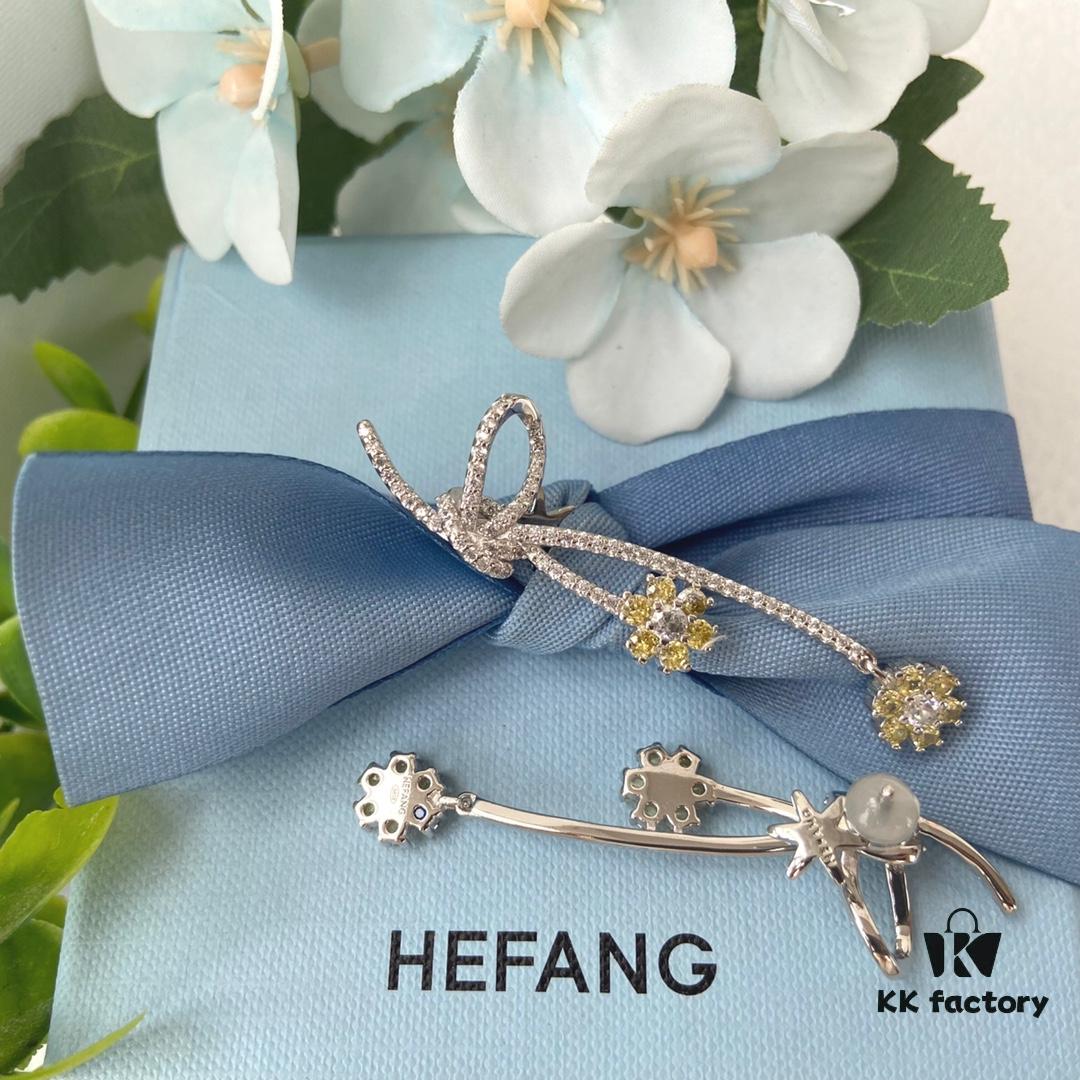 692fdfd899f2d84055c8b7ed HEFANG Blossom Collection Rose Ribbon Earrings