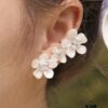692fdfe699f2d84055c8b80a HEFANG He Fang Freesia Flower Cluster Stud Earrings, Minimalist Clip-On Earrings, Cartilage Earrings for Non-Pierced Ears, Women's Ear Jewelry