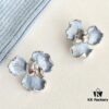 HEFANG Blue Iris Flower Stud Earrings, Perfect for Spring