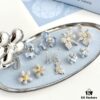 HEFANG Blue Iris Flower Stud Earrings, Perfect for Spring