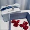 New HEFANG Red Iris Sugar Cube Earrings