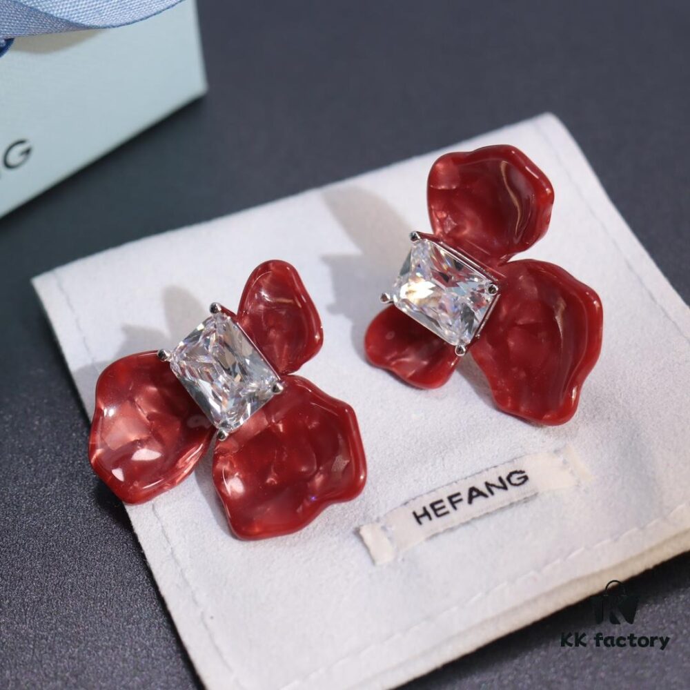 692fe05699f2d84055c8b8bc New Arrival HEFANG Red Iris Sugar Cube Earrings 925 Silver Detachable DIY New Year Earrings Christmas Gift