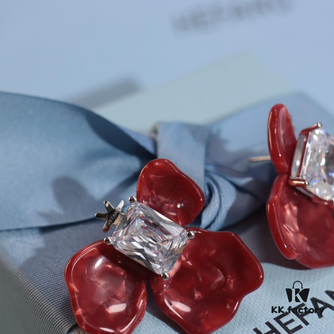 692fe05899f2d84055c8b8bf New Arrival HEFANG Red Iris Sugar Cube Earrings 925 Silver Detachable DIY New Year Earrings Christmas Gift