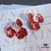 692fe05a99f2d84055c8b8c2 New Arrival HEFANG Red Iris Sugar Cube Earrings 925 Silver Detachable DIY New Year Earrings Christmas Gift