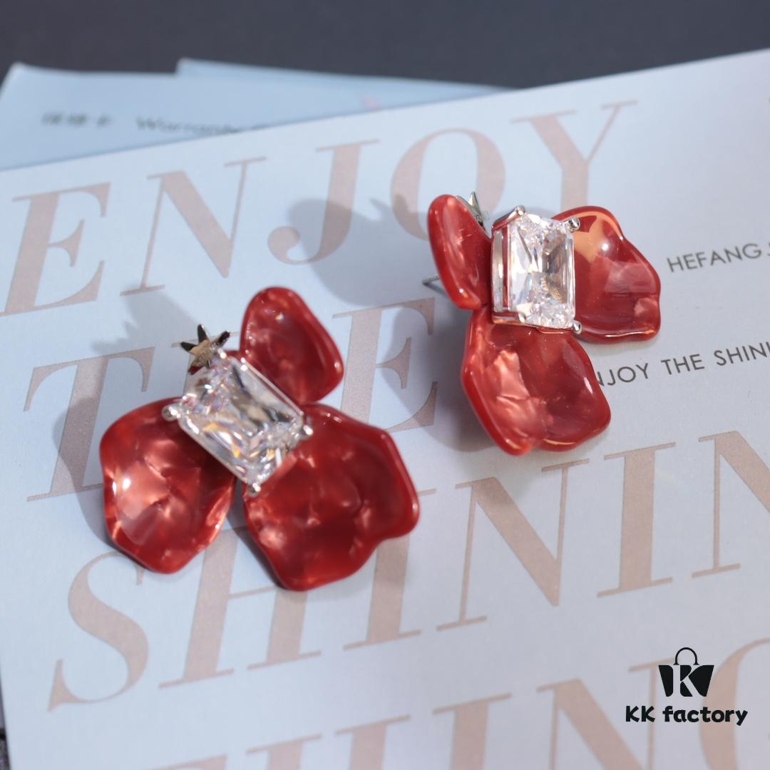 692fe05a99f2d84055c8b8c2 New Arrival HEFANG Red Iris Sugar Cube Earrings 925 Silver Detachable DIY New Year Earrings Christmas Gift