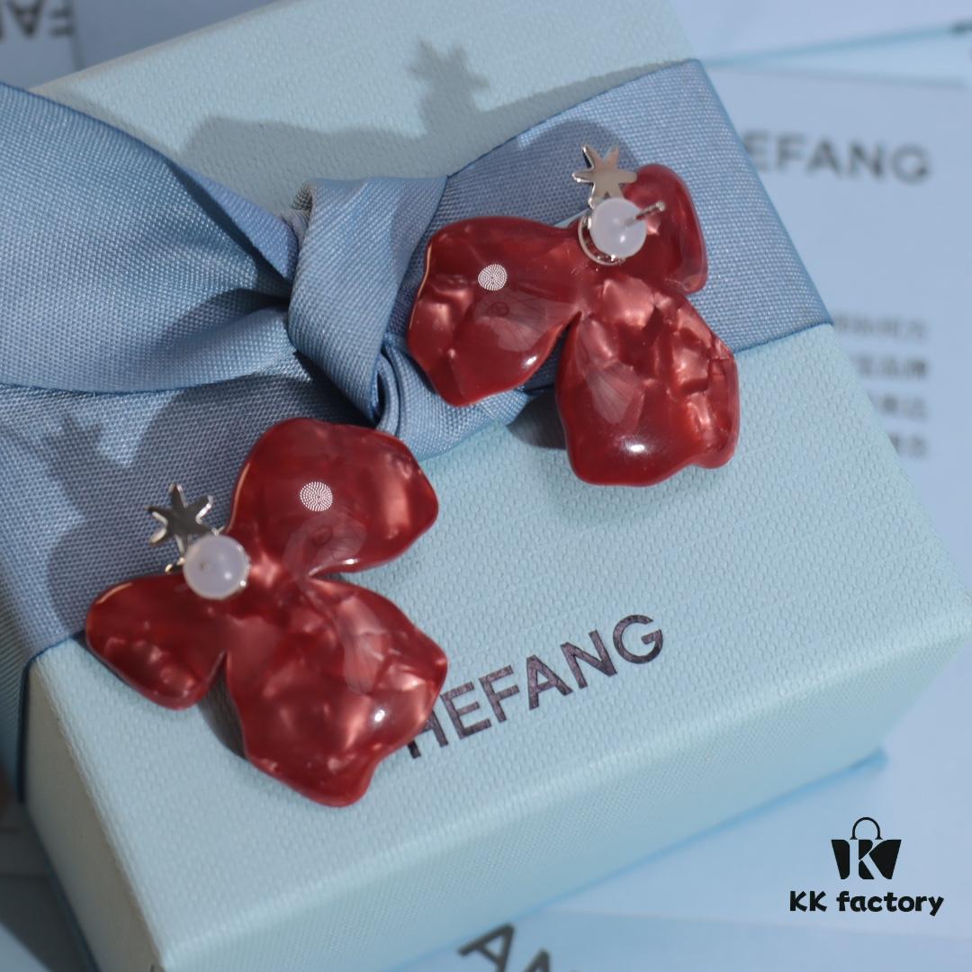 692fe05b99f2d84055c8b8c3 New Arrival HEFANG Red Iris Sugar Cube Earrings 925 Silver Detachable DIY New Year Earrings Christmas Gift