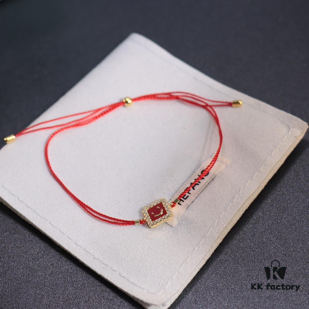 692fe05f99f2d84055c8b8c7 HEFANG Xiao Fang Smiley Red String Bracelet 14K Gold Diamond New Year Zodiac Birthday Wristband Christmas Gift
