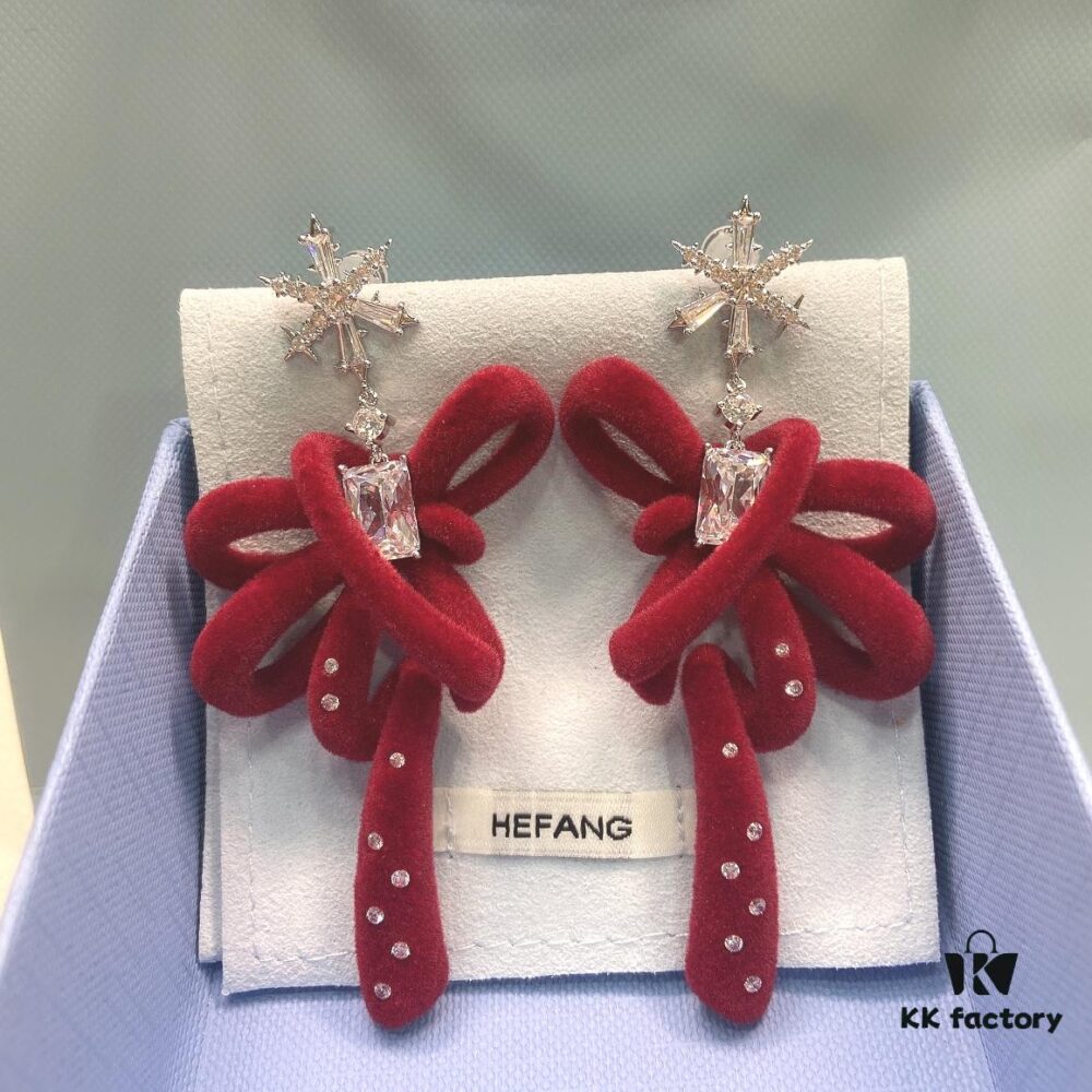 692fe0c099f2d84055c8b92a Red Velvet Ribbon Earrings