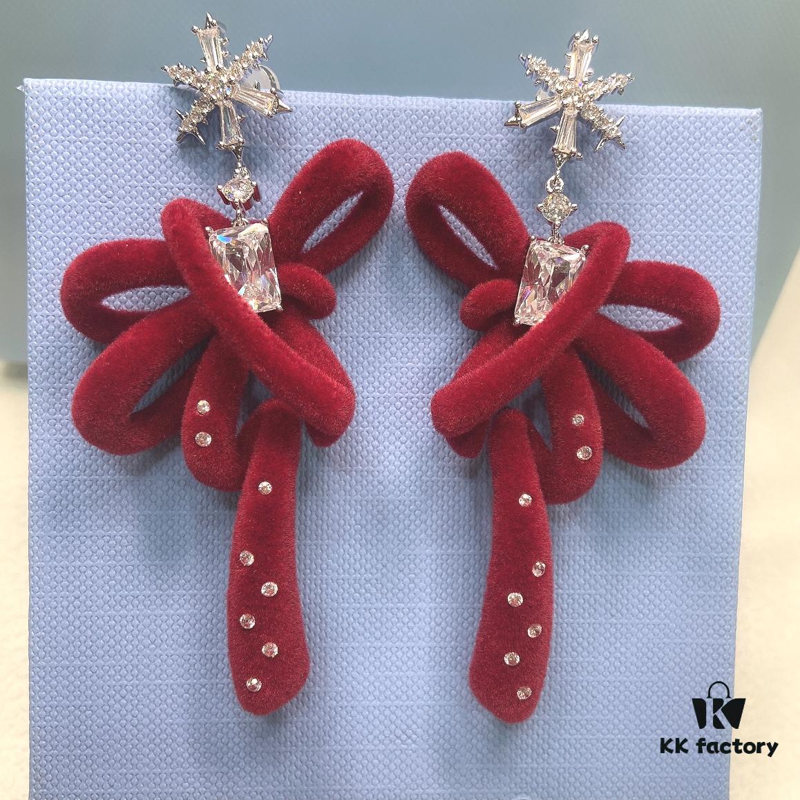 Red Velvet Ribbon Earrings
